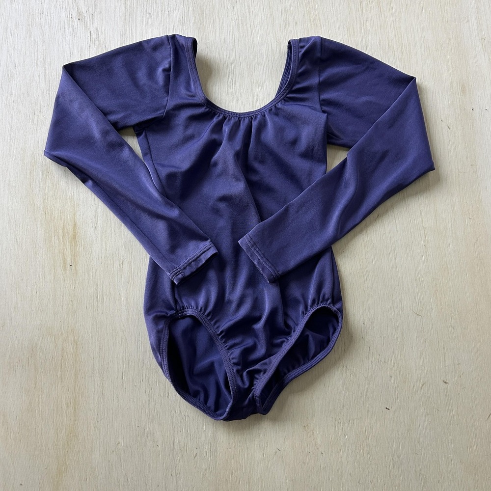 M Stevens Bodysuit Womens P Purple Long Sleeve Scoop Neck Dance Leotard Stretch